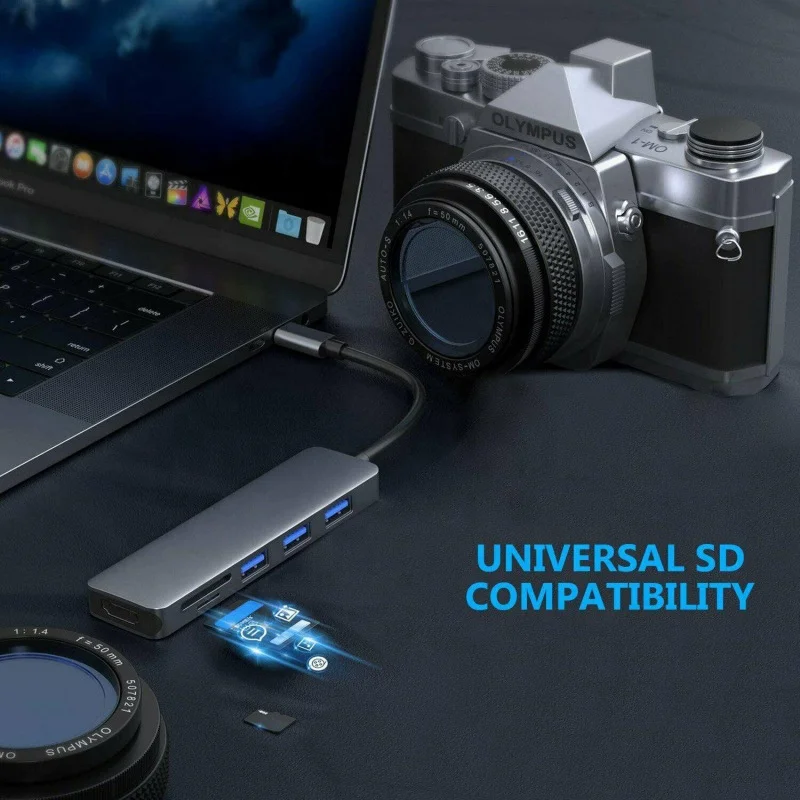 Алюминьный высокой скорости 3 0 4K HD TF/SD кард-ридер USB-C многопортовый адаптер порта USB Type-c 7 в 1 взаимный обмен данными между компьютером и периферийными устройствами C концентратор для