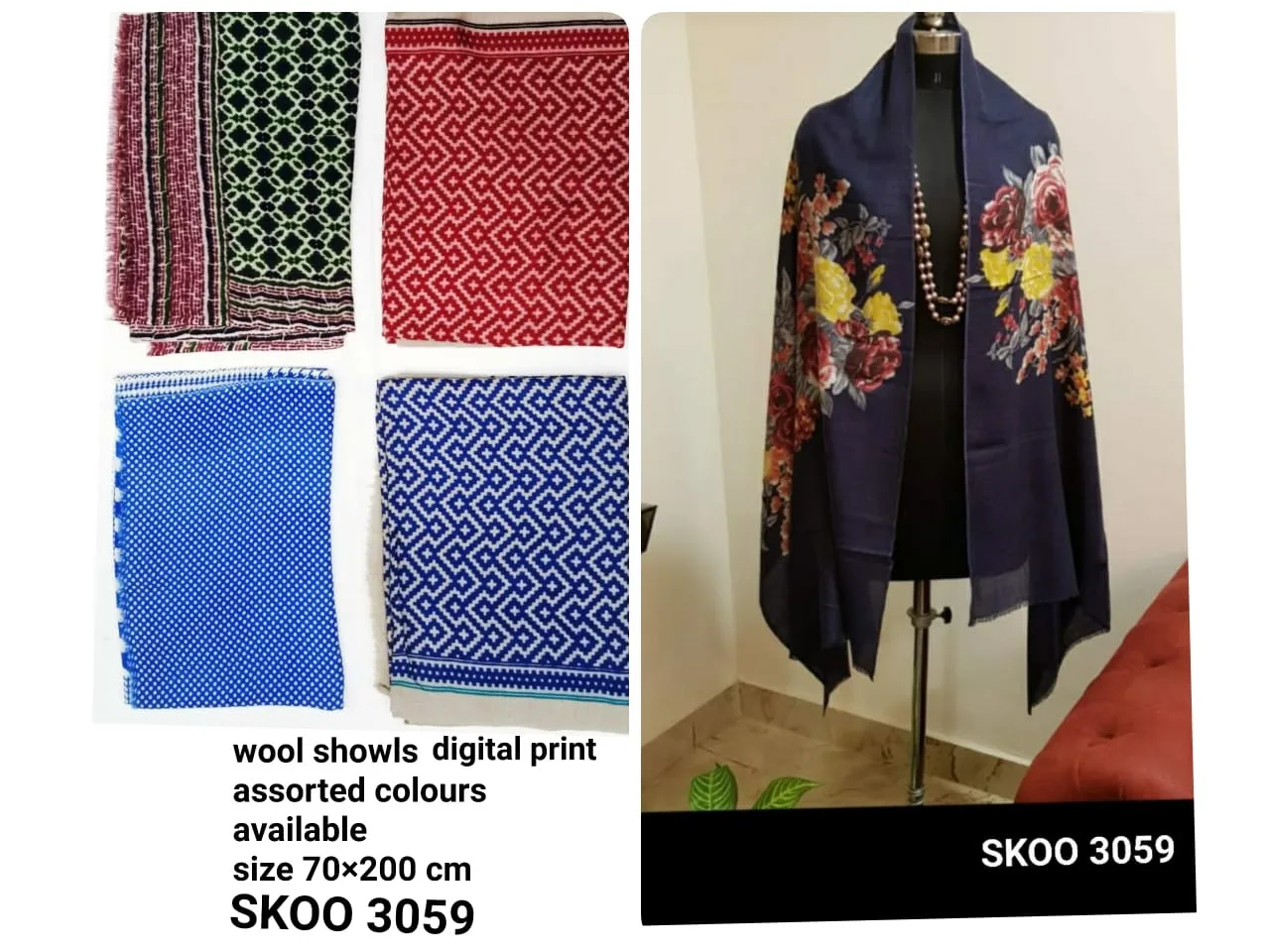 Kashmir Embroidery Shawl Stoles - Silk Woolen Shawl - online wholesale fashion pashmina stoles - latest designer hijab