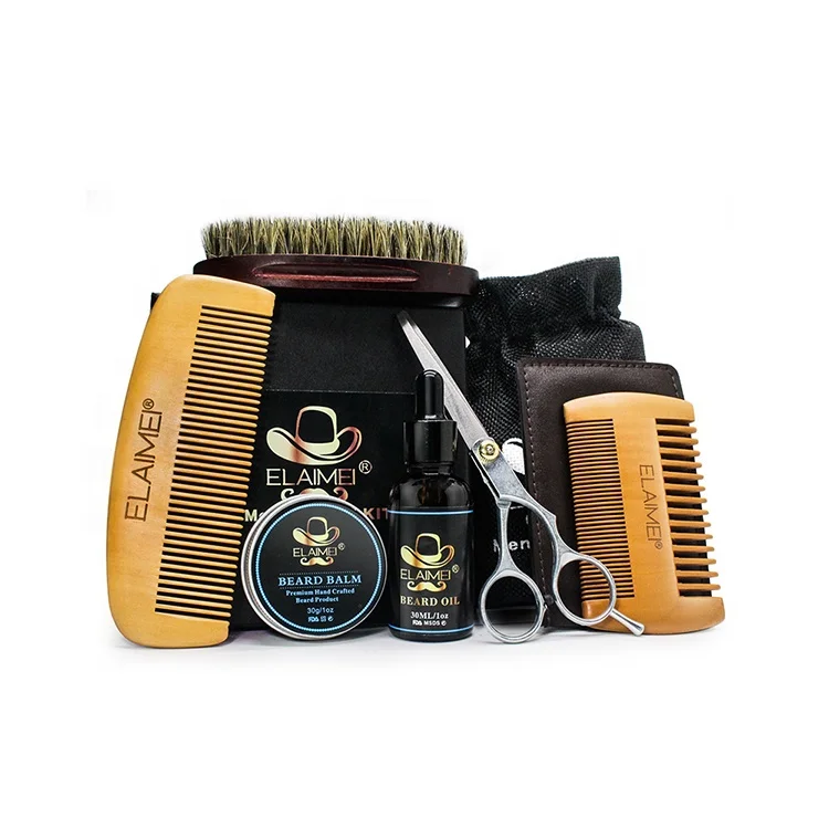 
 Новое поступление мужские 6 предметов в комплекте, щетка для бритья, масло инструмент для укладки волос масло для бороды гребень увлажняющий воск для укладки волос Ножницы Набор для ухода за бородой  