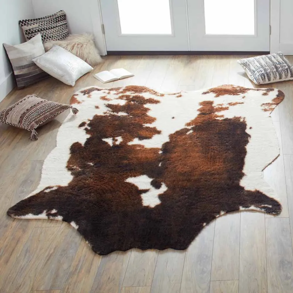 Rich Leather Black and White Cowhide Rug cow skin rug(