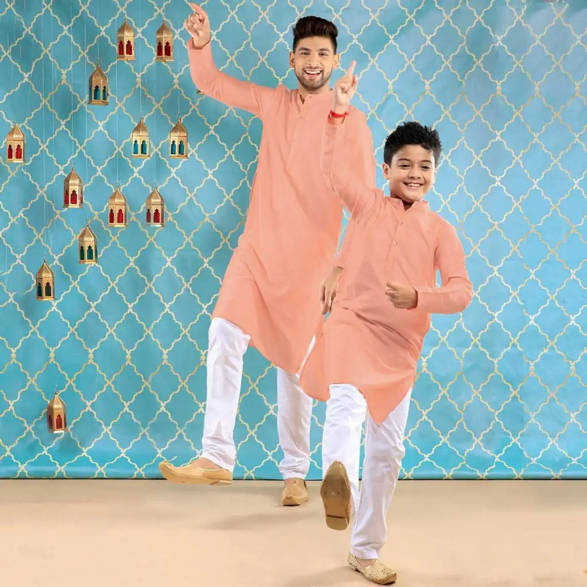 Top Selling New Design Simple and Beautiful Cotton Kurta Pajama Set Full Sleeves Long Indian Dress for Kids and Adult Boys