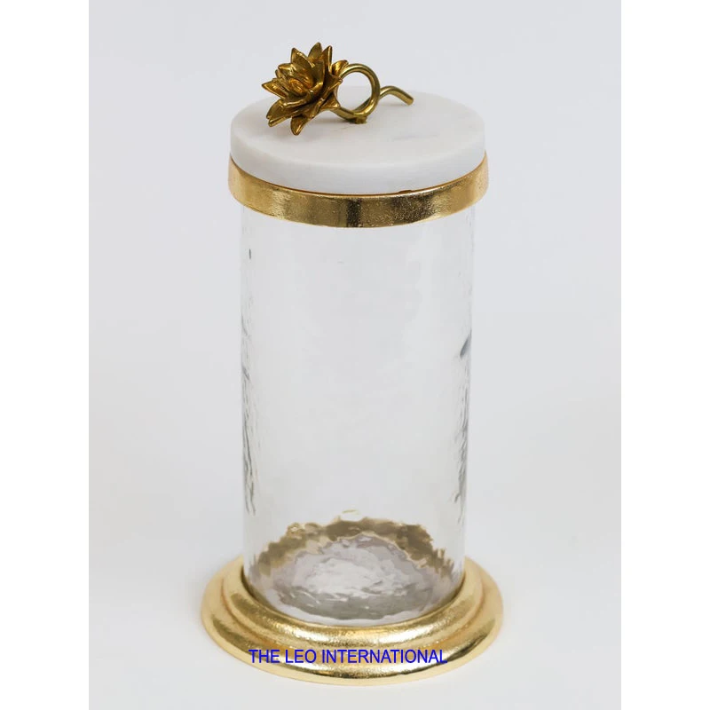 luxury Brand new glass gold plated canister sets for kitchen