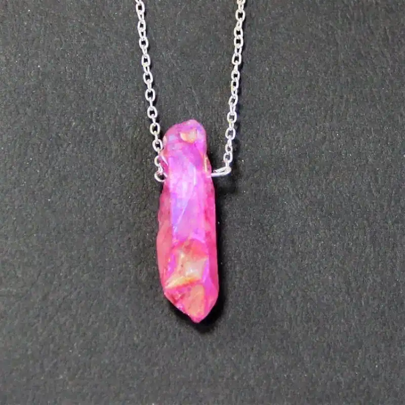 Wholesale Natural Pink Aura Coated Crystal Quartz Natural Point Wire Wrapped Pendant Buy Online From Planet Crystal Export
