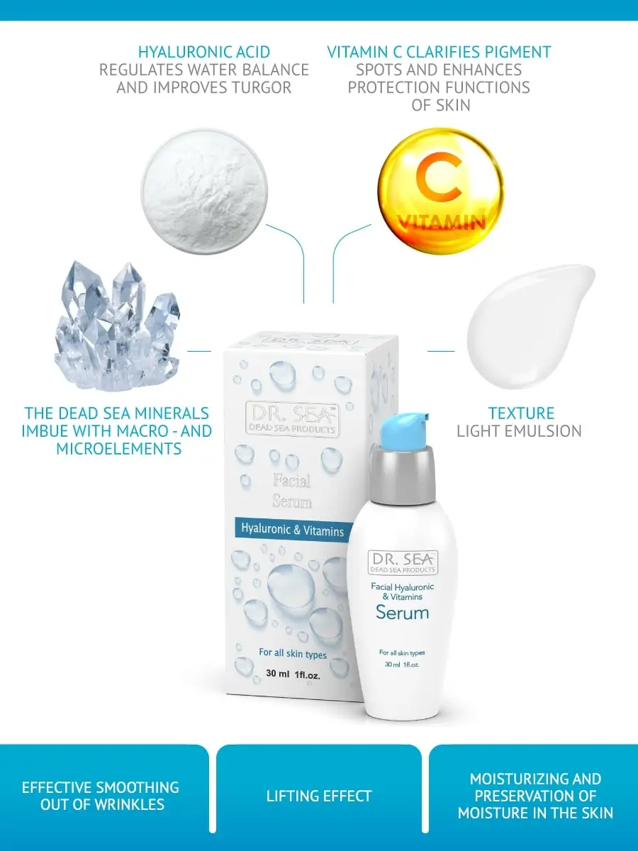 Hyaluronic & Vitamins Facial Serum Skin Care Product Face Female MSDS Private Label Cosmetics Facial Serum Certified 30ml 480