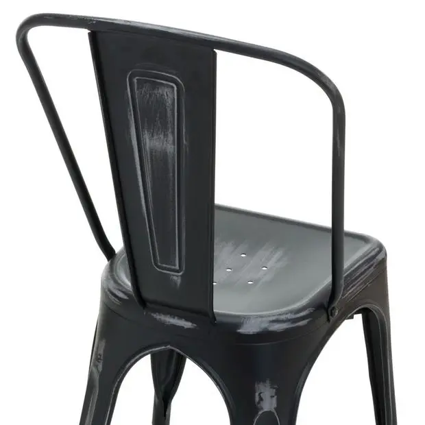 Vintage Industrial Bistro Cafe Metal Chair French Style Hotel Dining Chair Restaurant Metal Iron Chair Black Distress Finish