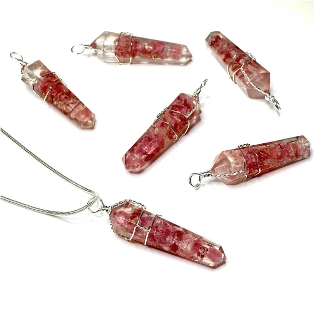 Оптовая продажа, подвеска из розового турмалина, оргонита, ожерелье, подвеска, ювелирные изделия, подвеска с кристаллами