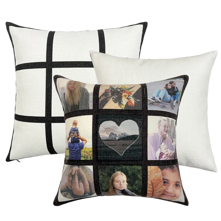 Buti Wholesale 9 Panel Linen Sublimation Blank Pillow cushion Covers With Zipper 40*40cm Custom Photo Sublimation Pillow Case