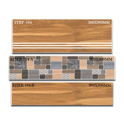 Beautiful Designer Interior Tiles 200 x 900 mm 300 x 900 mm Porcelain Stair Step Risers Wooden Marble Stone Stairs Floor