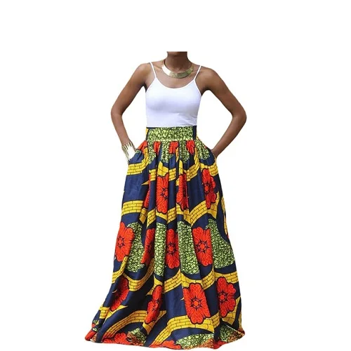 Wholesale Manufacturer Latest African Fashion Cotton Dashiki African Print Ladies Long Skirt