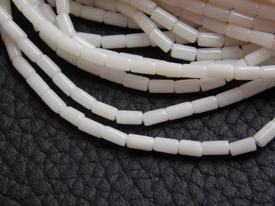 White Coral Smooth Tube Shape Beads Drum Cylinder For Making Jewelry Wholesaler Supplies 100%Natural