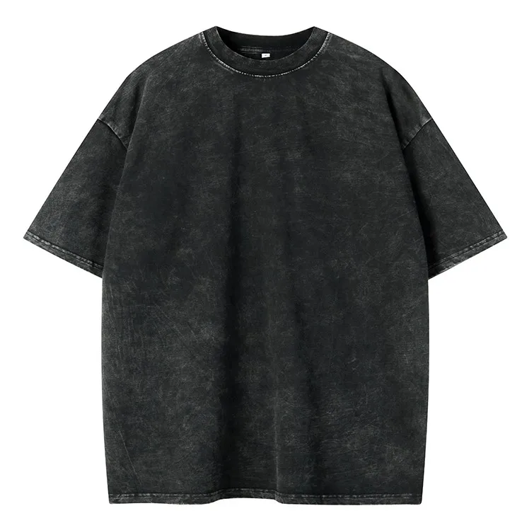 Wholesale Custom Men Short Sleeve Blank Oversized Vintage Washed T Shirt 230gsm Heavyweight Cotton Mens Acid Wash T-shirt