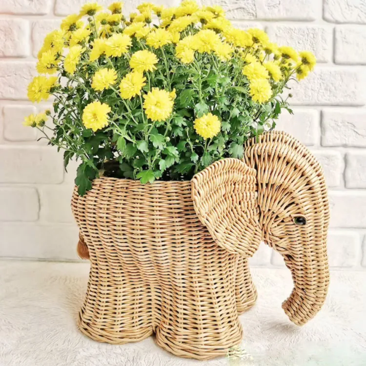 Креативная плетеная корзина для хранения слона ручной работы из ротанга перерабатываемый подарок домашний декор во Вьетнаме оптовая продажа