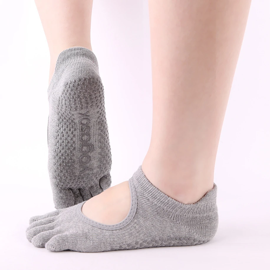 Factory wholesale cheap hot spring gel open toe yoga five finger socks trampoline socks