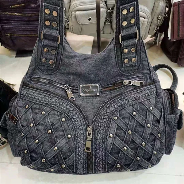 High Quality Lady Jeans Fabric Handbags Vintage Washed Denim Women Shoulder Bag