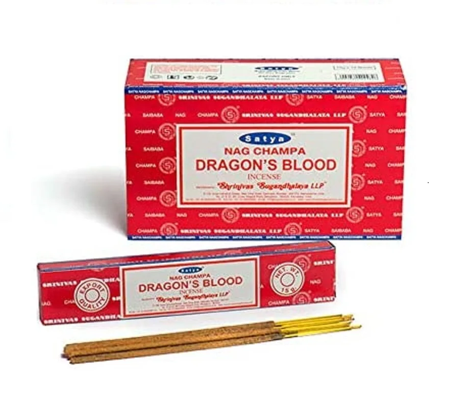 Wholesale Satya Nag Champa Dragon Blood Incense Sticks Pack of 12 Boxes 15gm Each (180gm)