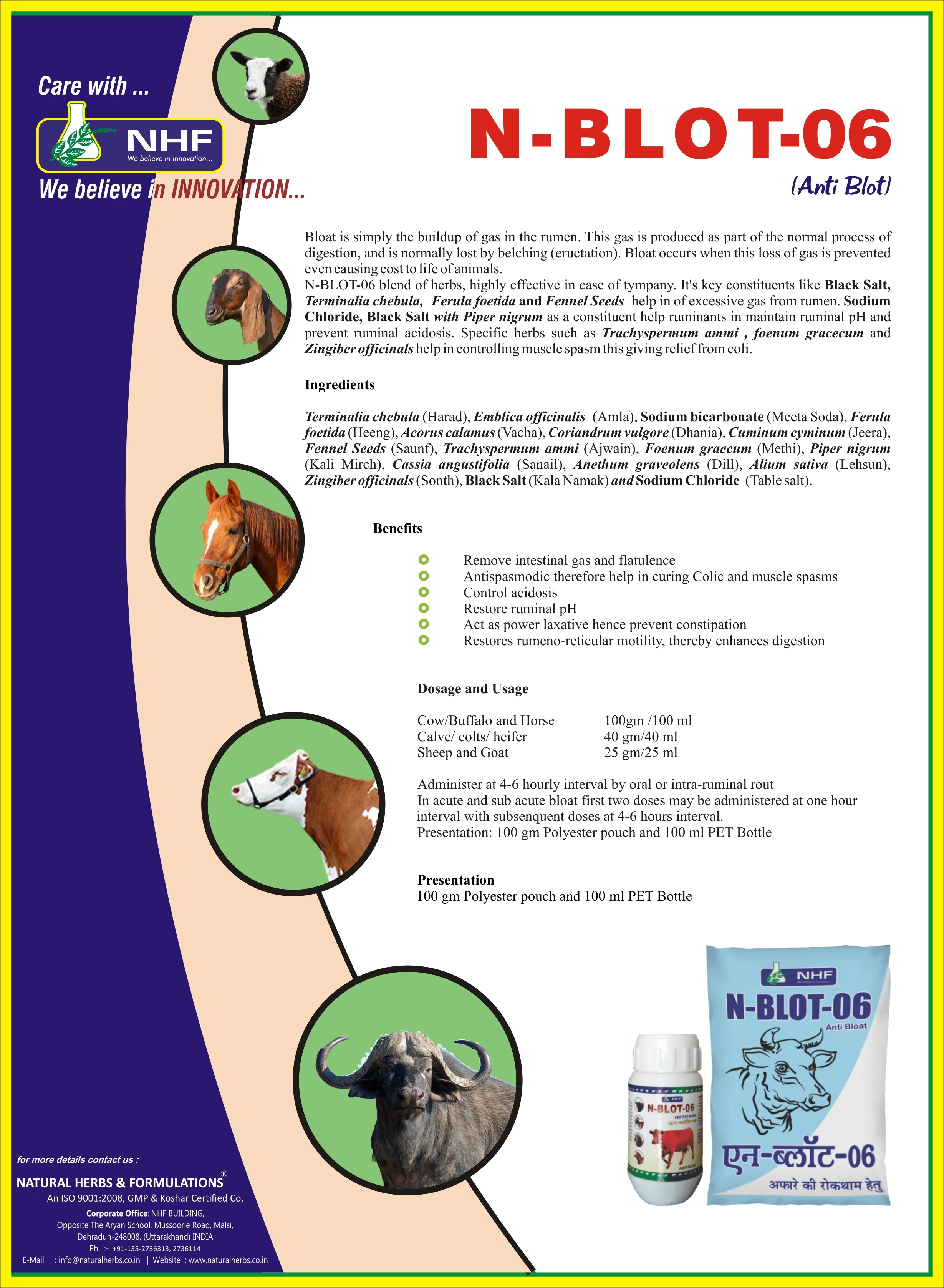 Cattle feed supplement effective against Bloating and digestion problems in cattle