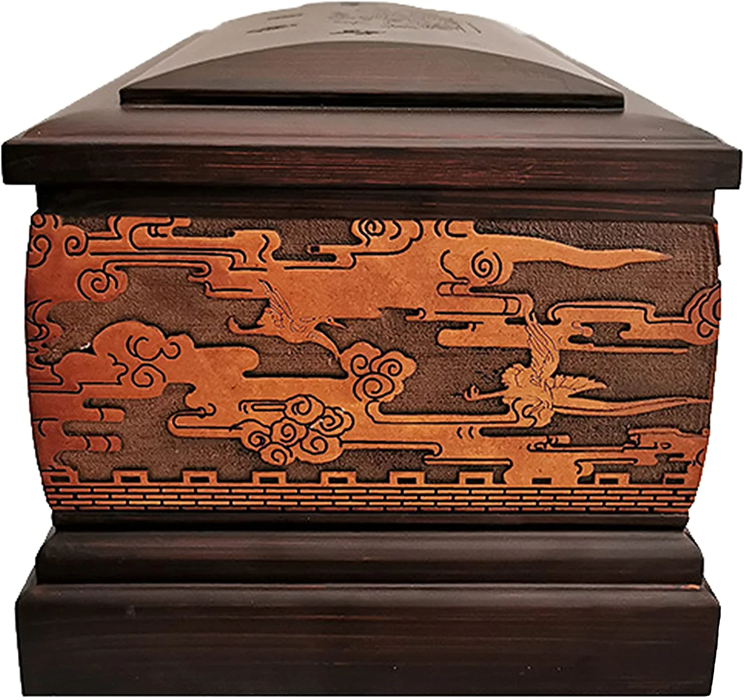 Medium Size Hand Carved Solid Wood Cremation Urn Box Human and Pets Memorial Wooden Urns for Loved Ones Wholesaler and Supplier.