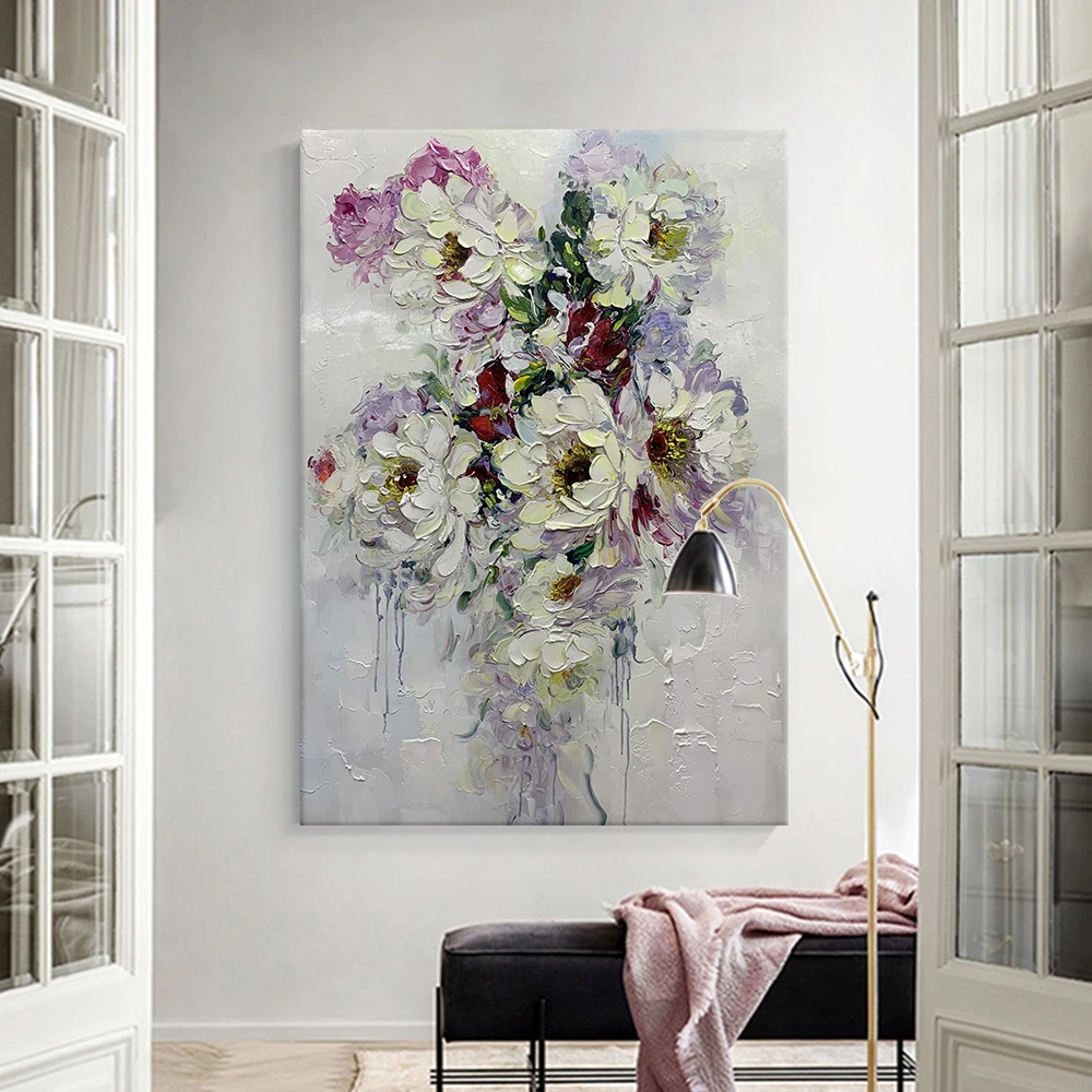 Peony Flower Wall Picture Art Nordic Pink Poster Wall Paintings for Girls Living Room Pop Art Decor 24X32inch/60X80cm