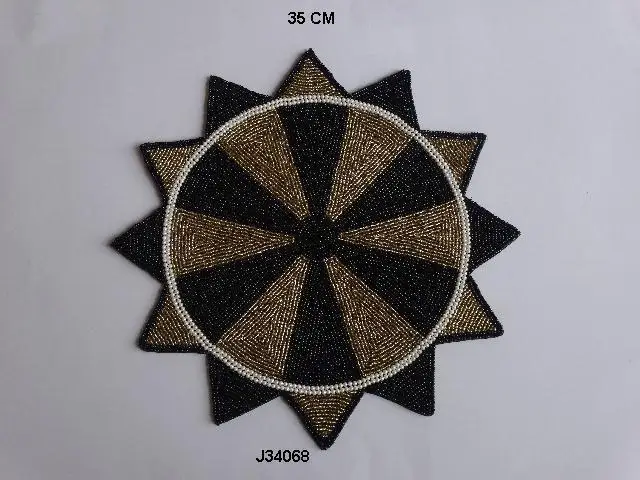 
Black Glass bead place mats and coasters with different colours and patterns 