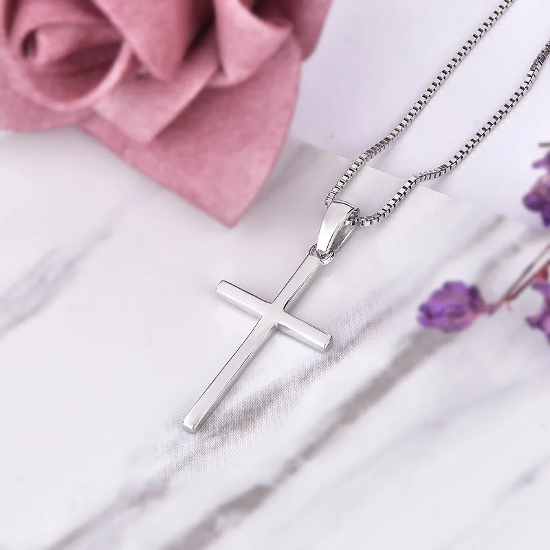 Религиозное Ювелирное Украшение христианское крещение подарок 925 стерлингового серебра простой кулон 22*12 8 Крест Пара крест ожерелье цепь