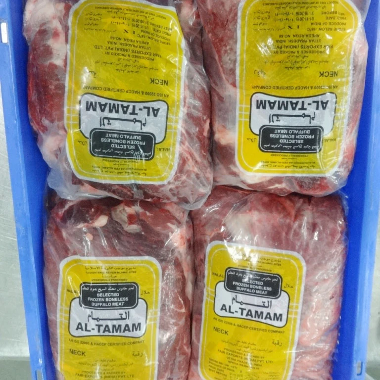 Best Frozen Boneless Buffalo - Neck Meat / Best frozen Neck - Indian Halal Frozen Boneless Buffalo Meat in Cheap Price