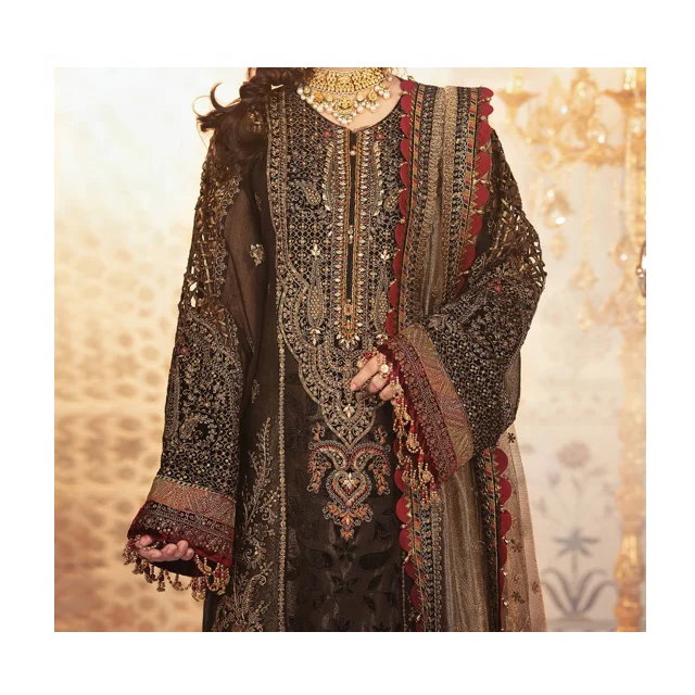 High Quality Embroidered Organza Sari Available For Women Party Wear In Bulk On Best Wholesale Price