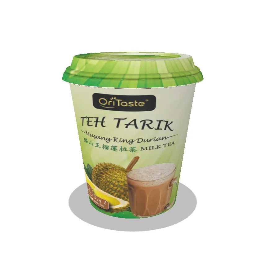 
Take Away Sweet Fruit Flavor Milk Tea Cup 3 in 1 lnstant Premix Teh Tarik Musang King Durian Milk Tea Oritaste 
