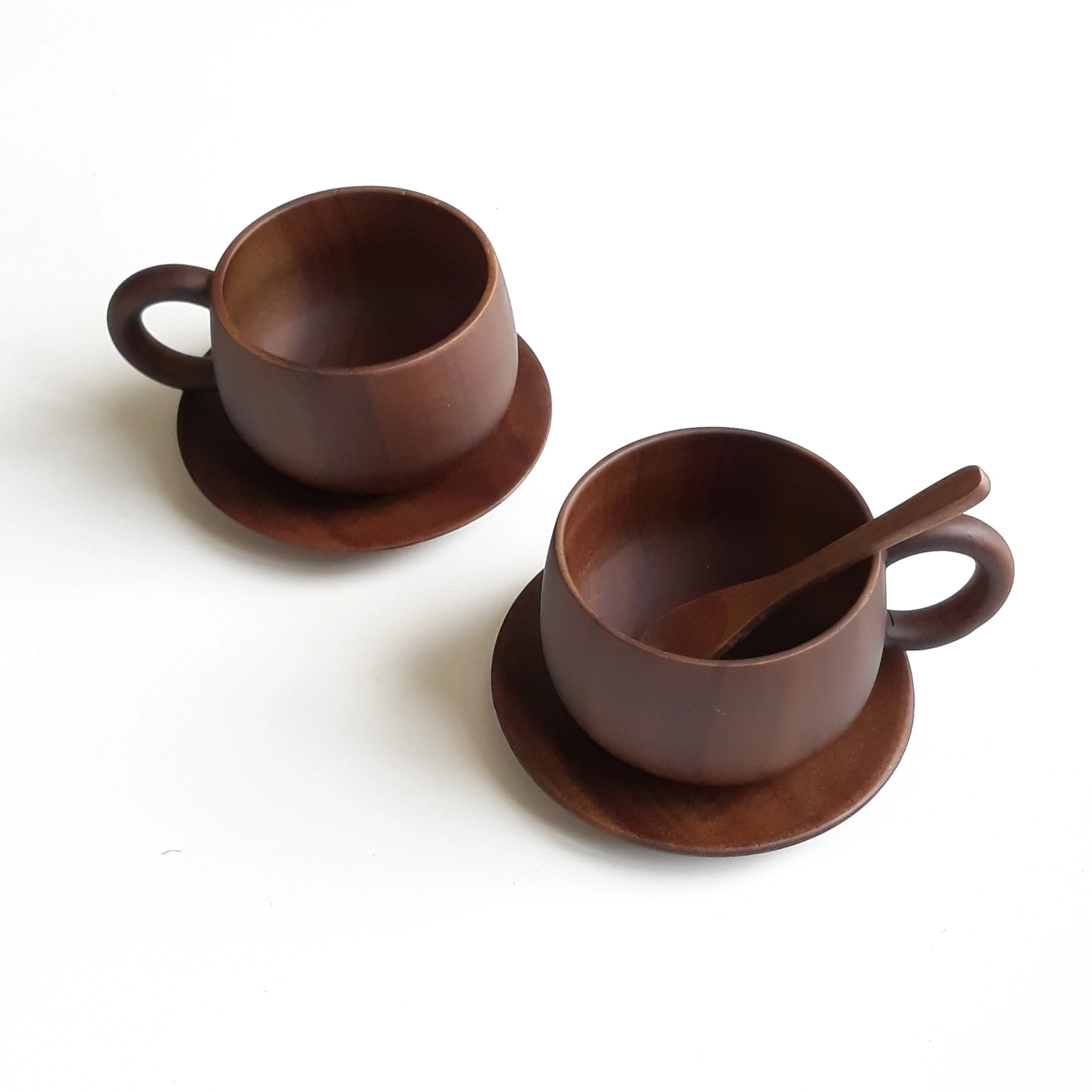 Black acacia WOODEN COFFEE-TEA CUP SETS eco-friendly factory directly for wholesale from Vietnamese supplier