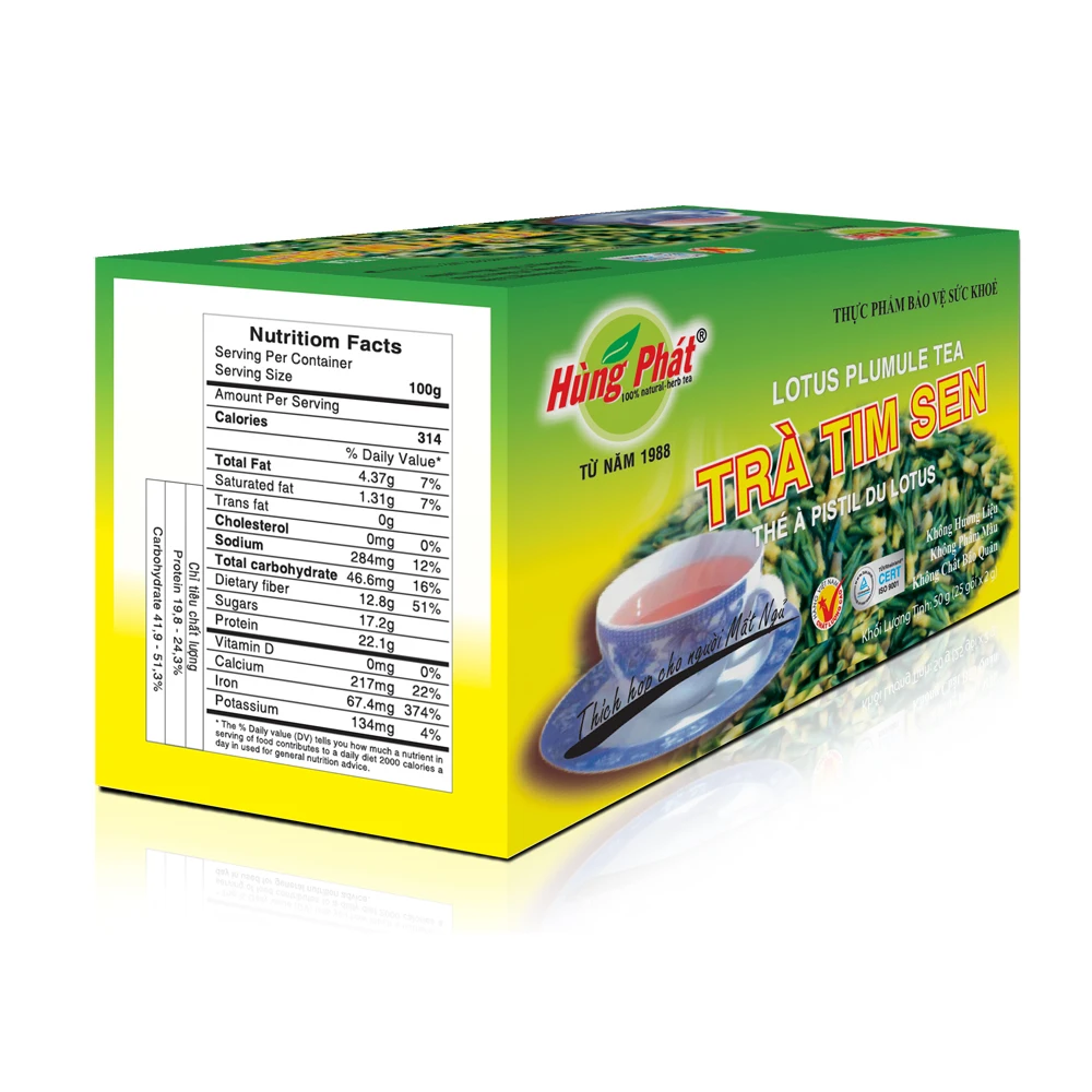 
Lotus Plumule Tea from Vietnam Blended Flavored Herbal Bagged Tea with 2 Years Shelf Life with HACCP and ISO Certified 