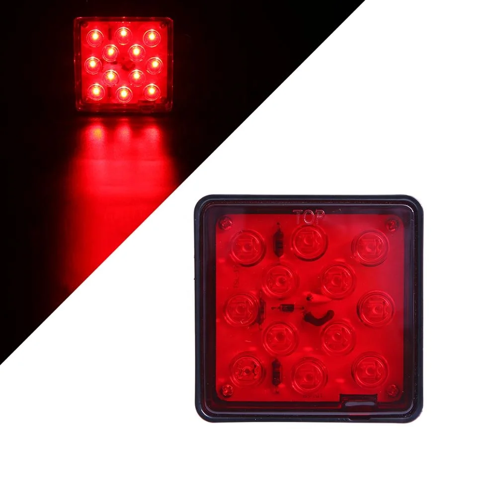 Customized 12V RED LED  Lens Hitch Light Trailer Receiver Cover Brake Light for Truck