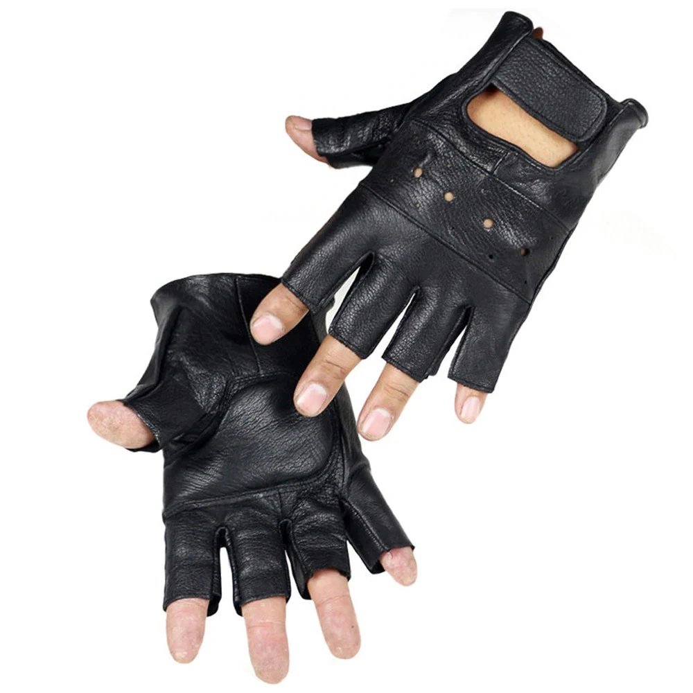 Best Selling Custom Cow Hide Grain Leather Driving Gloves Wholesale Top Quality Half Finger Driving Gloves
