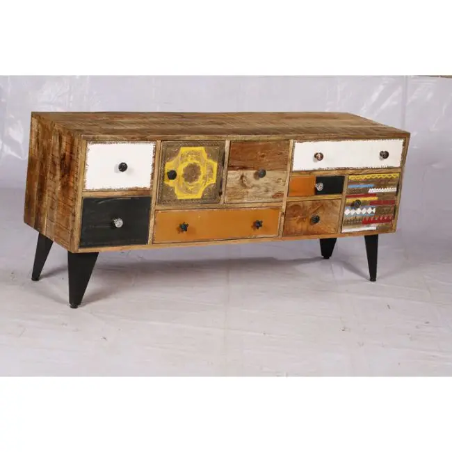 Industrial & vintage Indian solid mango wood entertainment TV Cabinet