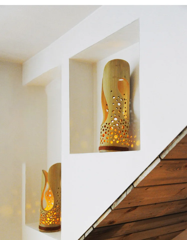  Бамбуковая настольная лампа в Европейском стиле современный минималистичный художественный дизайн прикроватная для спальни гостиной столовой