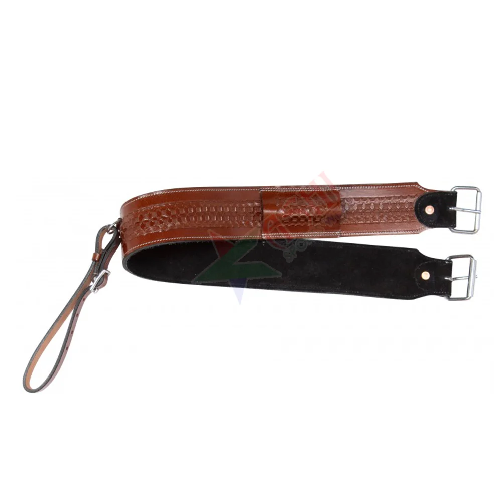 High Quality Genuine Leather Western Horse Girth Cinch Premium Leather Western Horse Back Girth Horse Custom Soft Saddle Girth