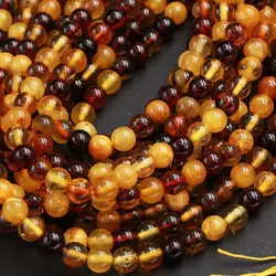 Natural Round shape Baltic amber plain loose gemstone polished beads making jewelry wholesale price per carat
