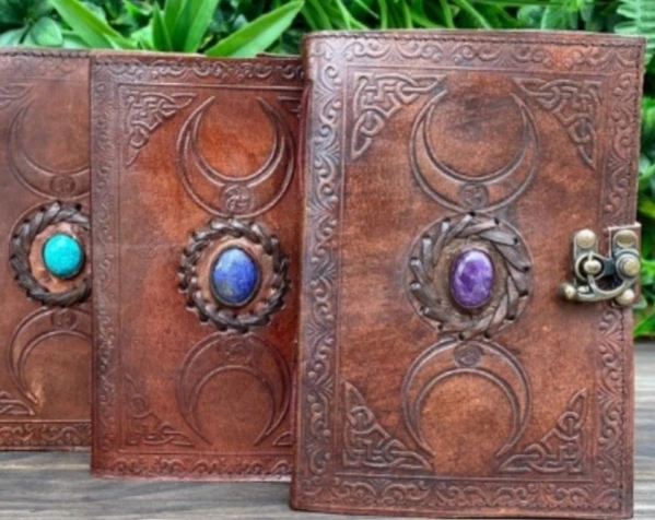Leather Handmade Paper Handcrafted Regular Diary Notebook/Journal with moon