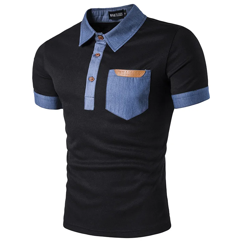 Europe Style Summer Men Chest With Pocket Button Polo Shirt Tops