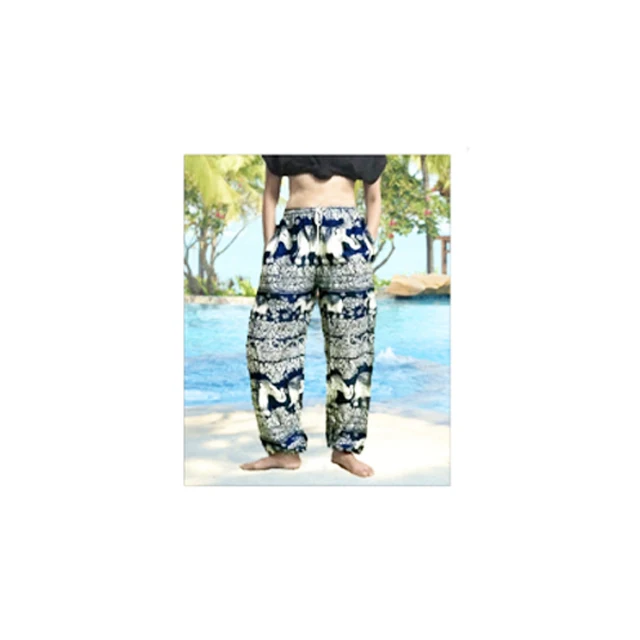 oriental fisherman RETRO INDIE HIPPIE BOHO yoga relax POLKA DOT thai art elephant print DRAWSTRING RAYON Harem PANTS