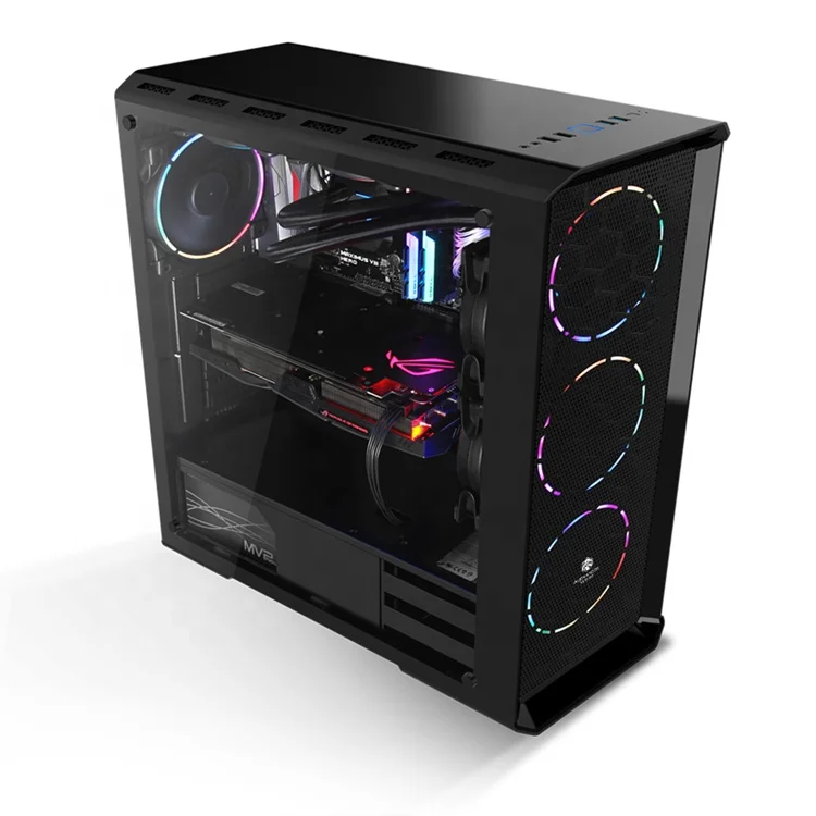 Железный Mesh PC Tower Gaming Case с закаленным стеклом