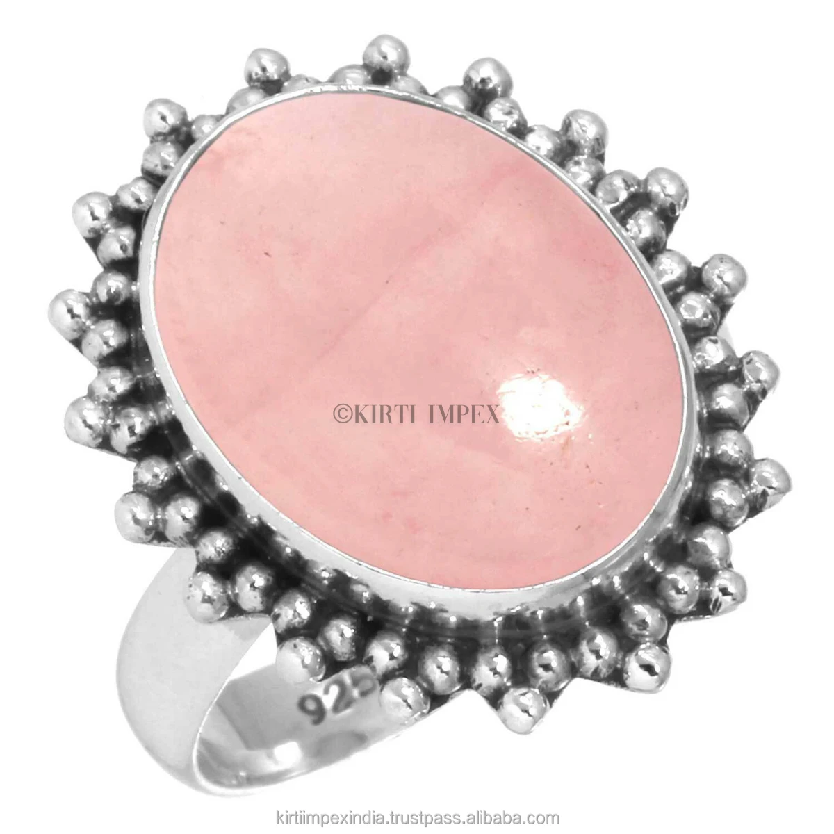Одежда для вечеринок оптовая продажа розовые кварцевые разнообразные дизайнерские серебряные кольца в стиле бохо винтажные женские ювелирные изделия розничных продавцов