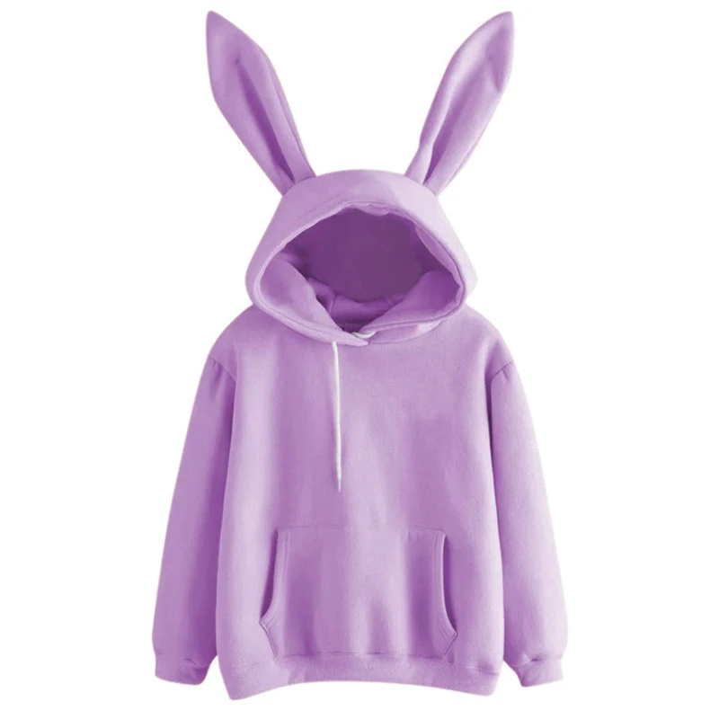 Autumn Winter women Rabbit Ears Fashion Hoodie Casual colors Solid Warm Sweatshirt Hoodies Women Long Sleeve Hoodies For Winter