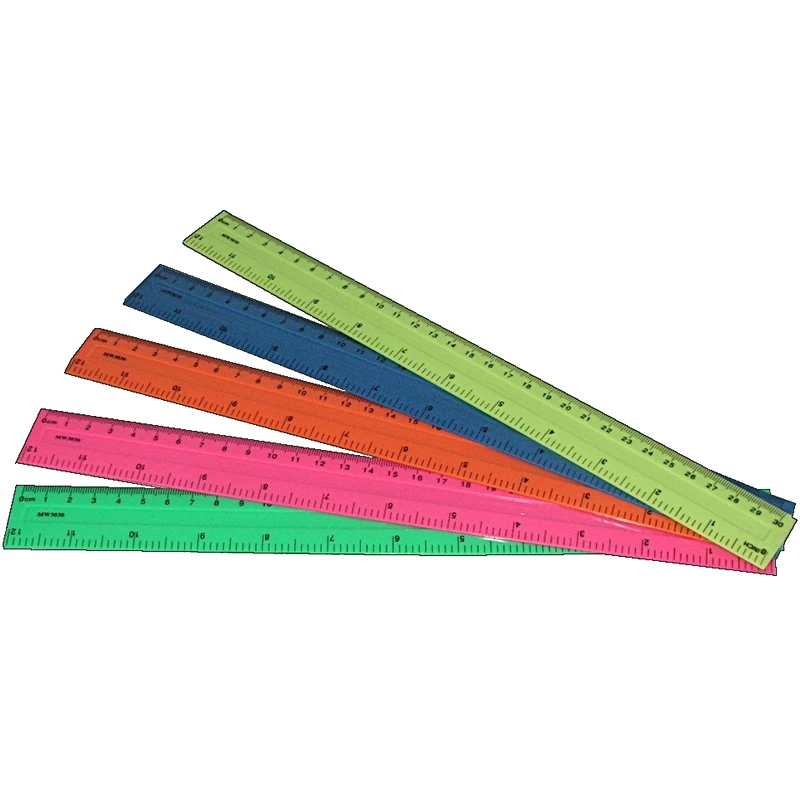 Soild Neon Colour MIDDLE PIT HOLE 30cm Plastic Ruler