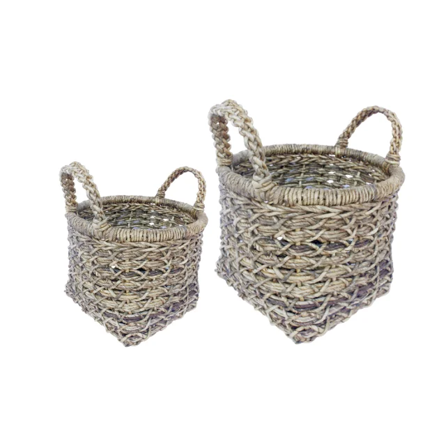  Банановый лист круглой формы сверху и квадратной на базе корзины для хранения