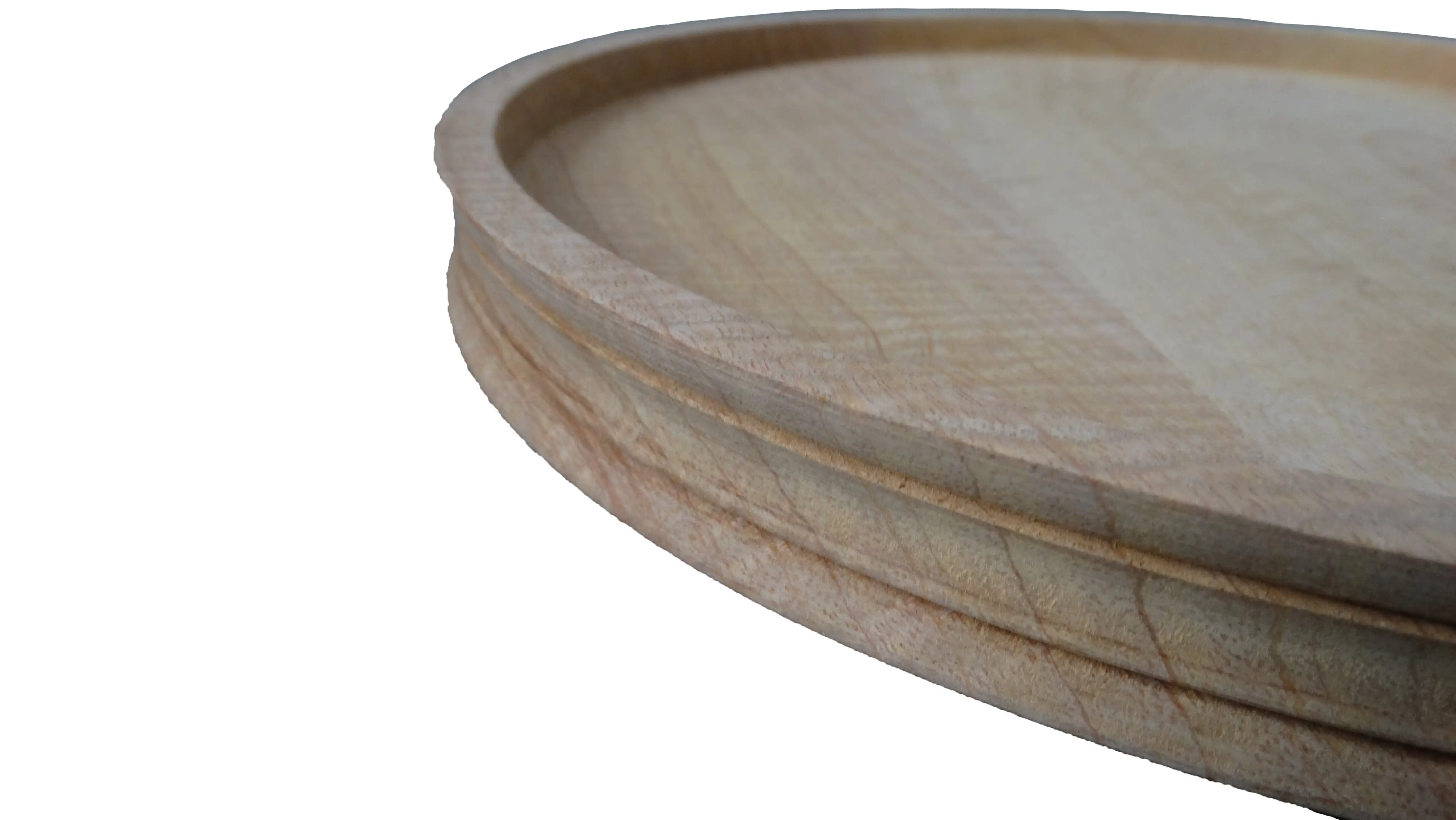 Mango Wood 35 x 35 x 3 CMS Large Round Ottoman Tray for Serving Coffee Food in Restaurant Home Party Drinks Supplies Wood Tray