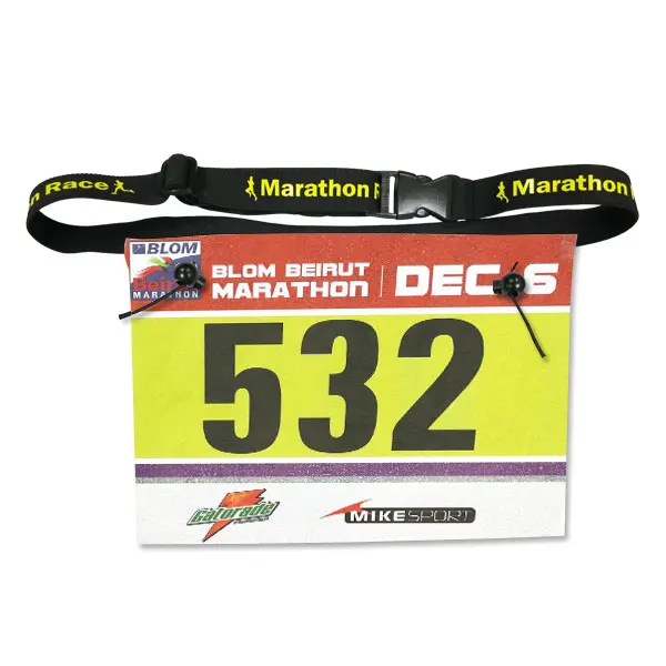 Wholesale promotional sports running waist belt logo printed triathlon marathon custom race number belt