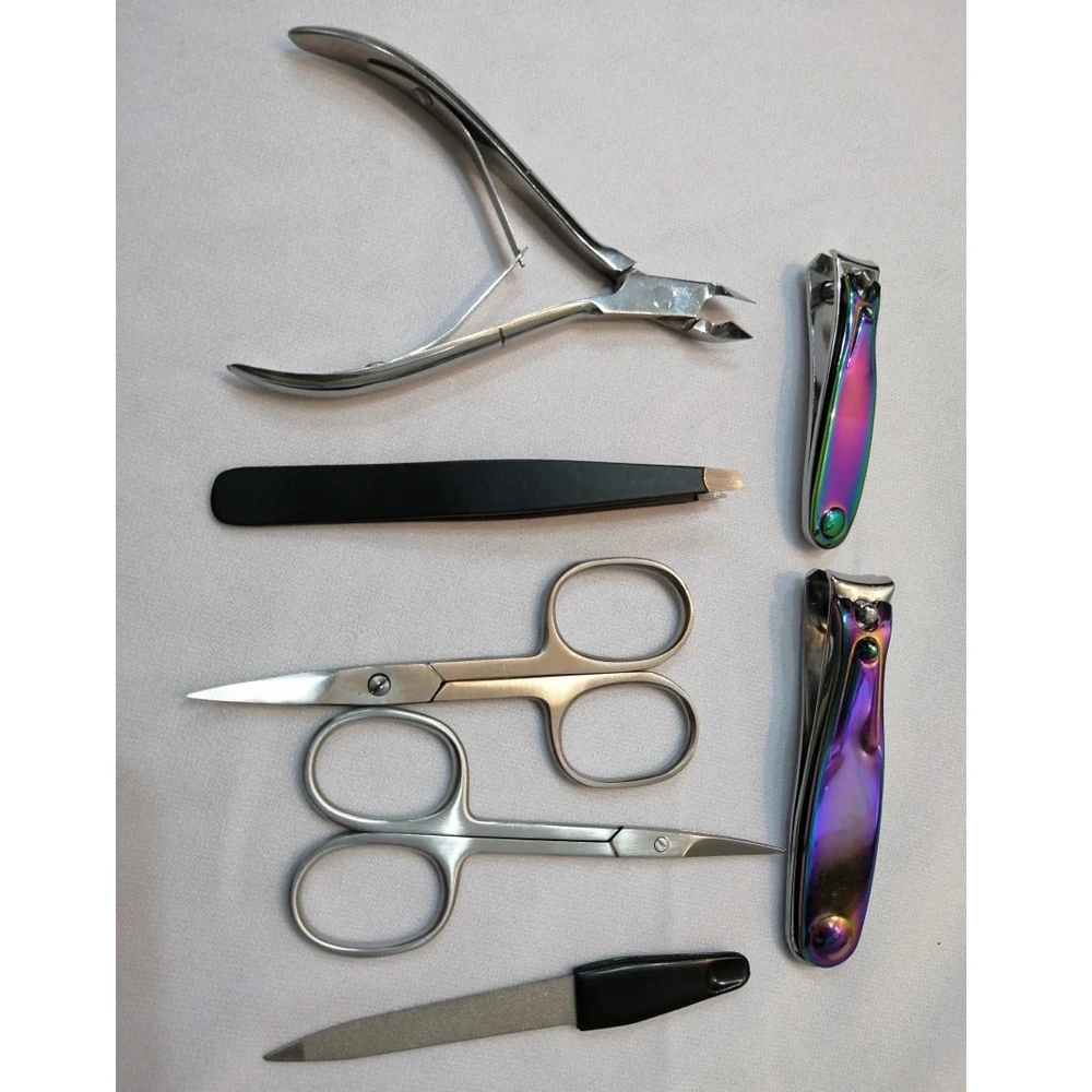 2024 HOT SELL Manicure Set 5 in 1 Stainless Steel Professional Pedicure Kit Nail Scissors Grooming Kit with Leather Travel Case