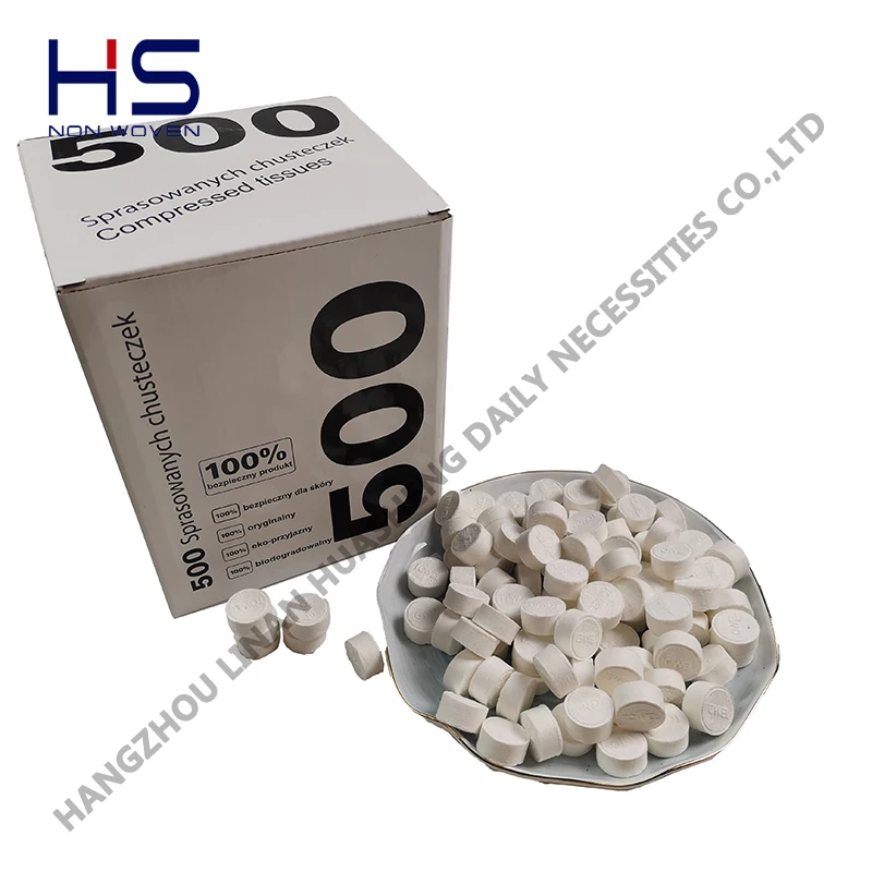 Disposable Cotton Magic Coin Compressed Facial Tissue with Bamboo Trays