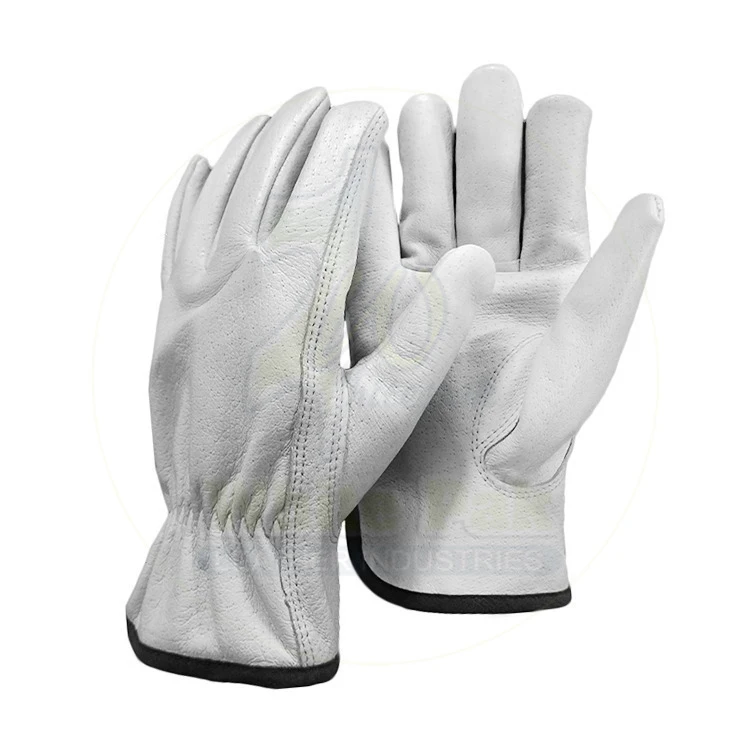 Premium Yellow Full Grain Cowhide Truck Driver Gloves with Wrist Closure Protective Leather Working Gloves