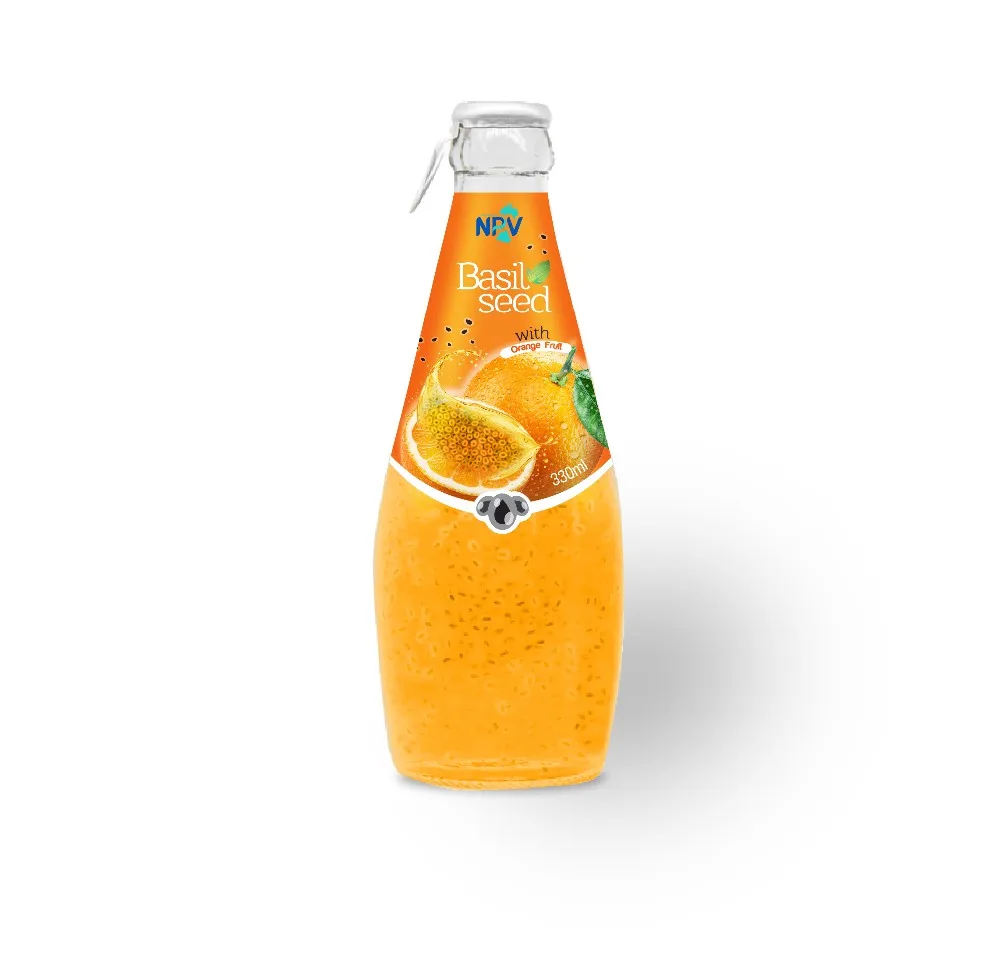 OEM  290 ml bottle  Oranges Flavor Basil Seed Drink Vietnamese  Beverage Company Free Sample Free Design