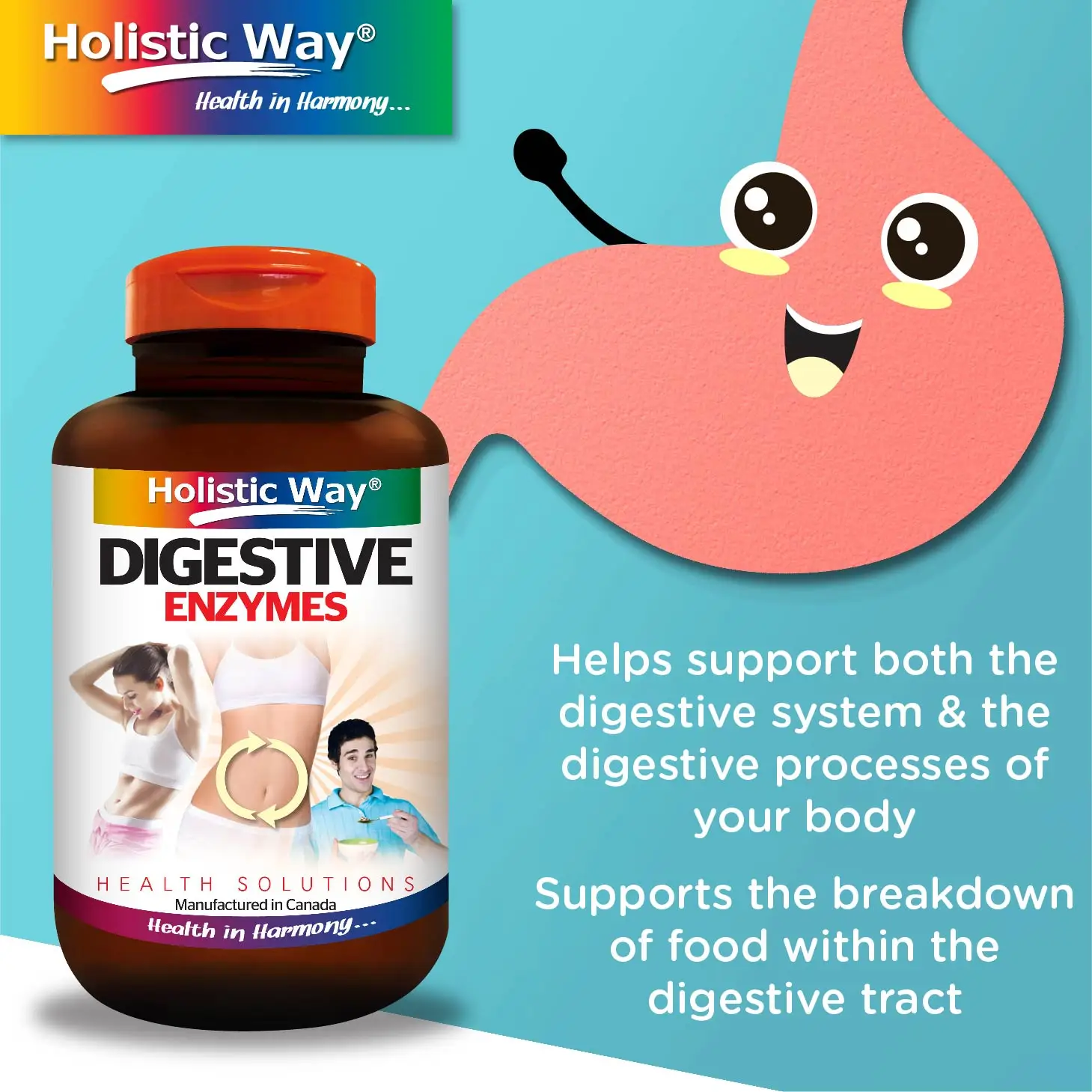 Top Best Selling Canada Origin Promote Digestion Holistic Way Digestive Enzymes (90 Vegetarian Capsules)